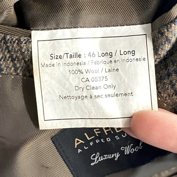 Alfred Sung Moores Luxury Wool Blazer Suit Jacket 46L - Picture 5 of 11